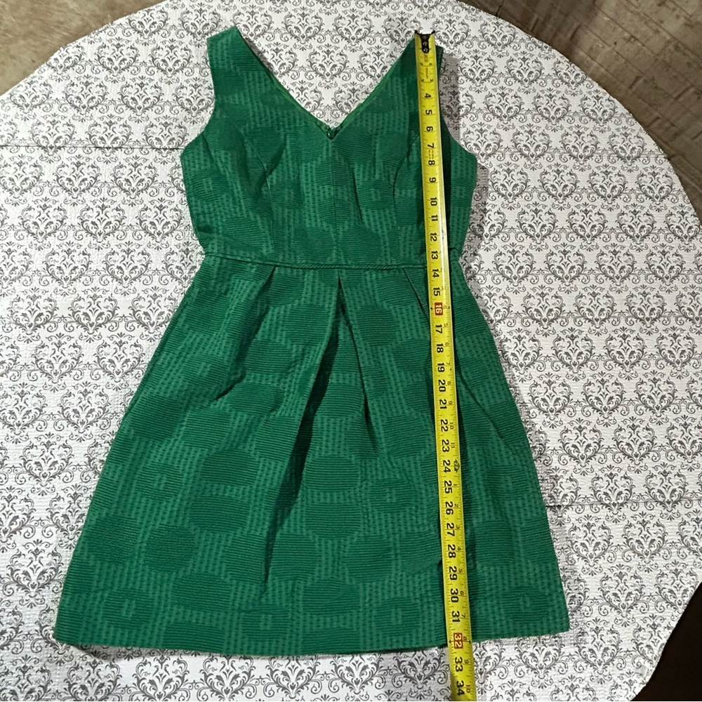 J.CREW Jacquard V-Neck "Dublin Green" Mini Dress, 2 - Picture 11 of 12